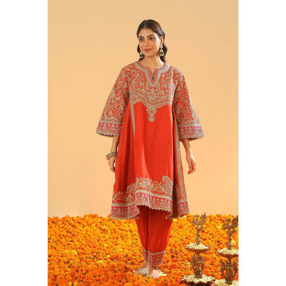 Sheetal Batra Orange Kurta with Salwar and Dupatta (Set of 3)