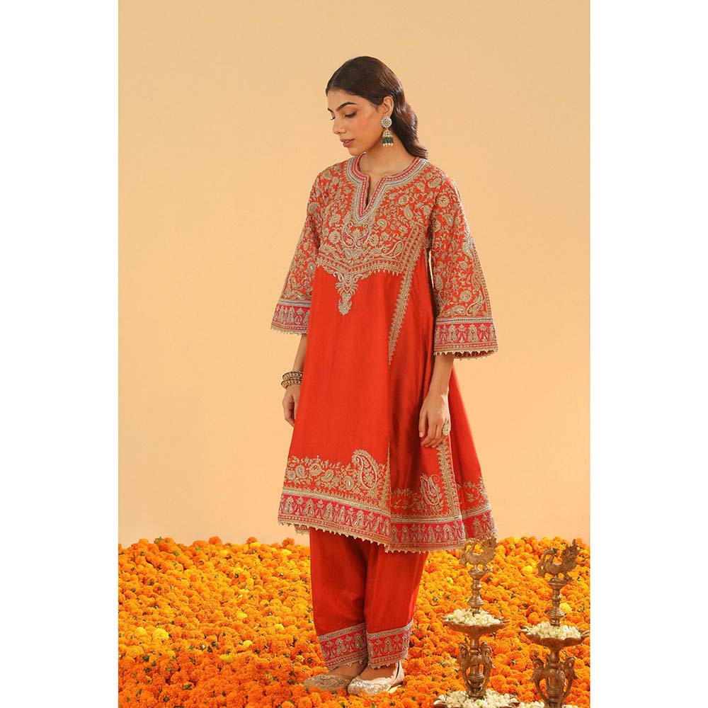 Sheetal Batra Orange Kurta with Salwar and Dupatta (Set of 3)