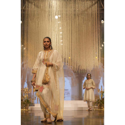 Sheetal Batra Ivory Short Kurta with Salwar and Dupatta (Set of 3)