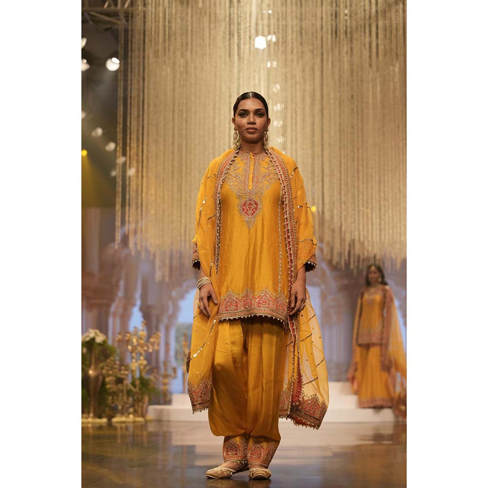 Sheetal Batra Yellow Short Kurta with Salwar and Dupatta (Set of 3)