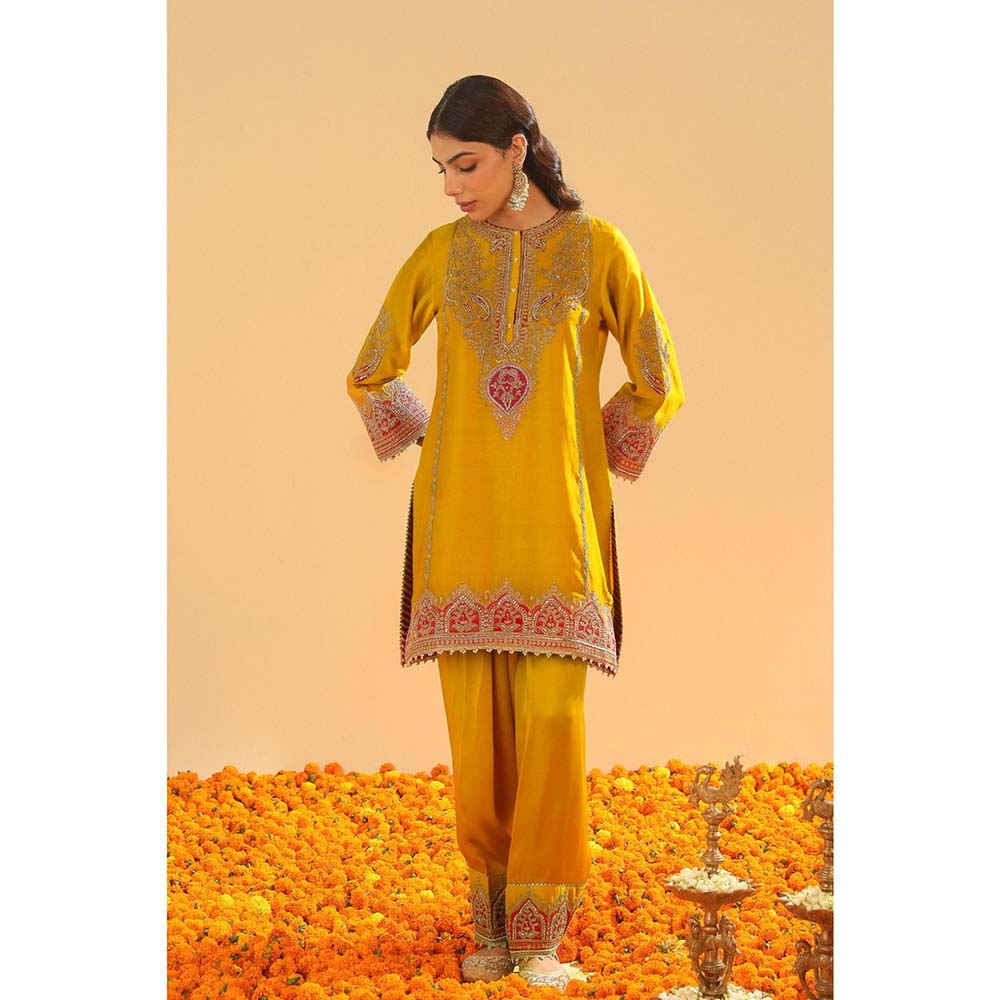 Sheetal Batra Yellow Short Kurta with Salwar and Dupatta (Set of 3)