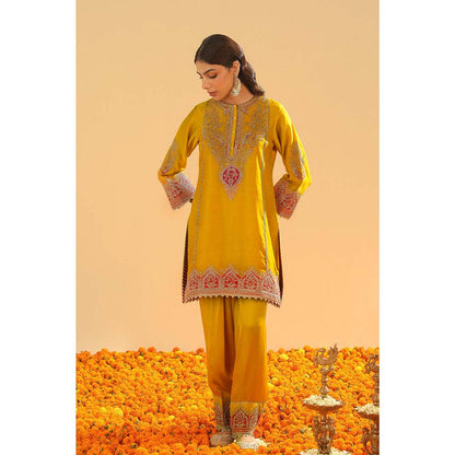 Sheetal Batra Yellow Short Kurta with Salwar and Dupatta (Set of 3)