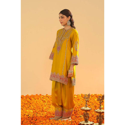 Sheetal Batra Yellow Short Kurta with Salwar and Dupatta (Set of 3)