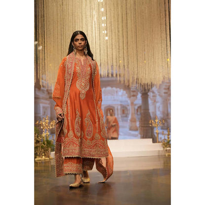 Sheetal Batra Orange A-Line Kurta with Palazzo and Dupatta (Set of 3)