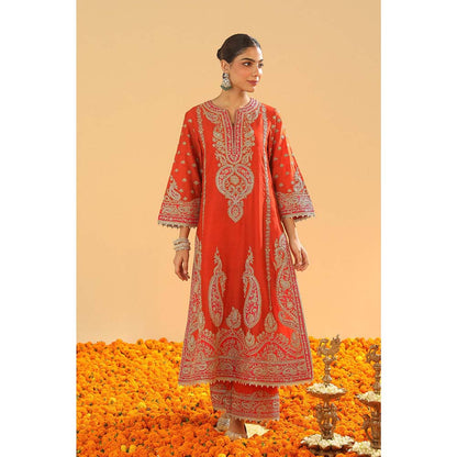 Sheetal Batra Orange A-Line Kurta with Palazzo and Dupatta (Set of 3)