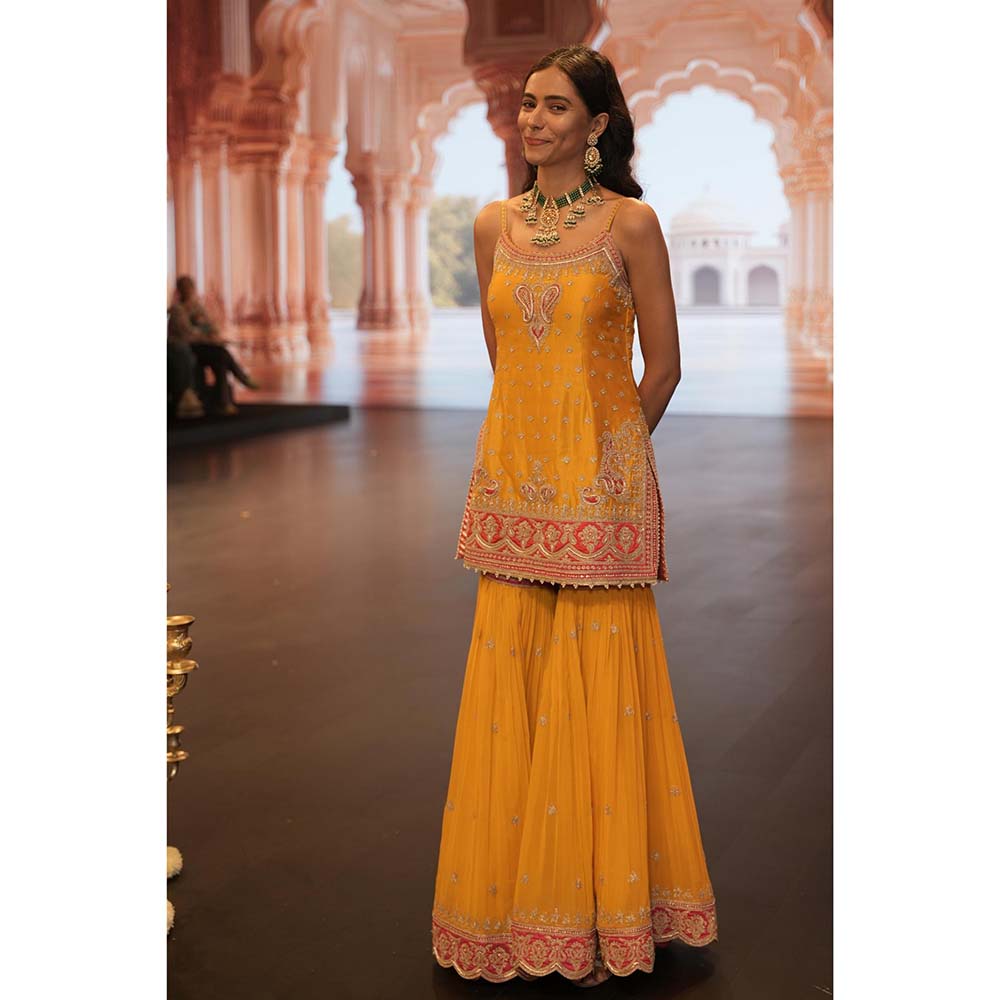 Sheetal Batra Yellow Kurti with Sharara and Dupatta (Set of 3)