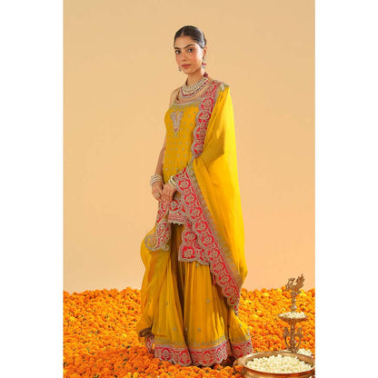Sheetal Batra Yellow Kurti with Sharara and Dupatta (Set of 3)