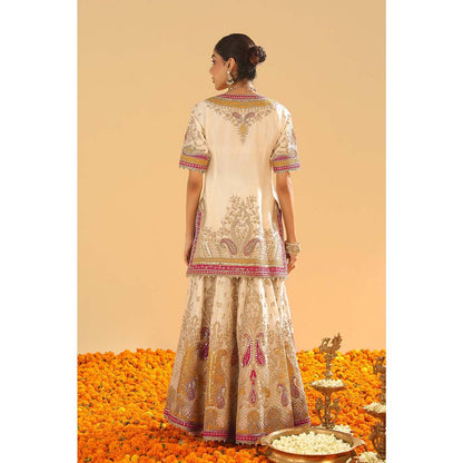 Sheetal Batra Ivory Kurti with Sharara and Dupatta (Set of 3)