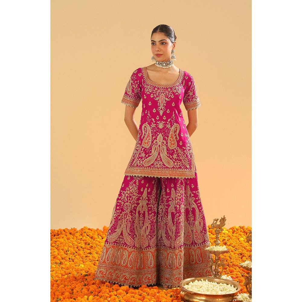 Sheetal Batra Pink Kurti with Sharara and Dupatta (Set of 3)