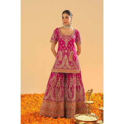Sheetal Batra Pink Kurti with Sharara and Dupatta (Set of 3)