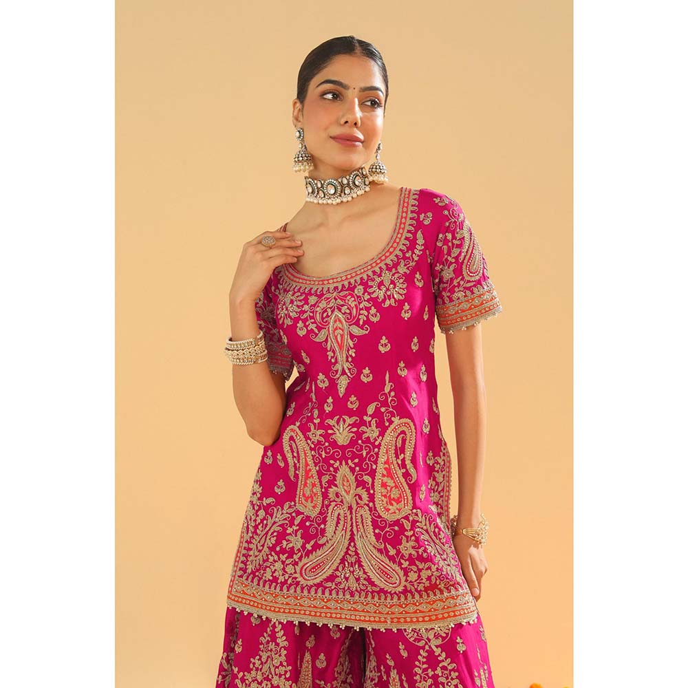 Sheetal Batra Pink Kurti with Sharara and Dupatta (Set of 3)