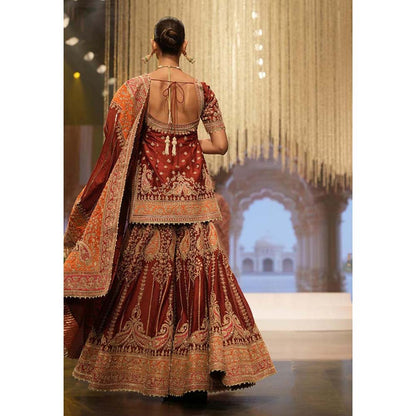 Sheetal Batra Maroon Kurti with Sharara and Dupatta (Set of 3)