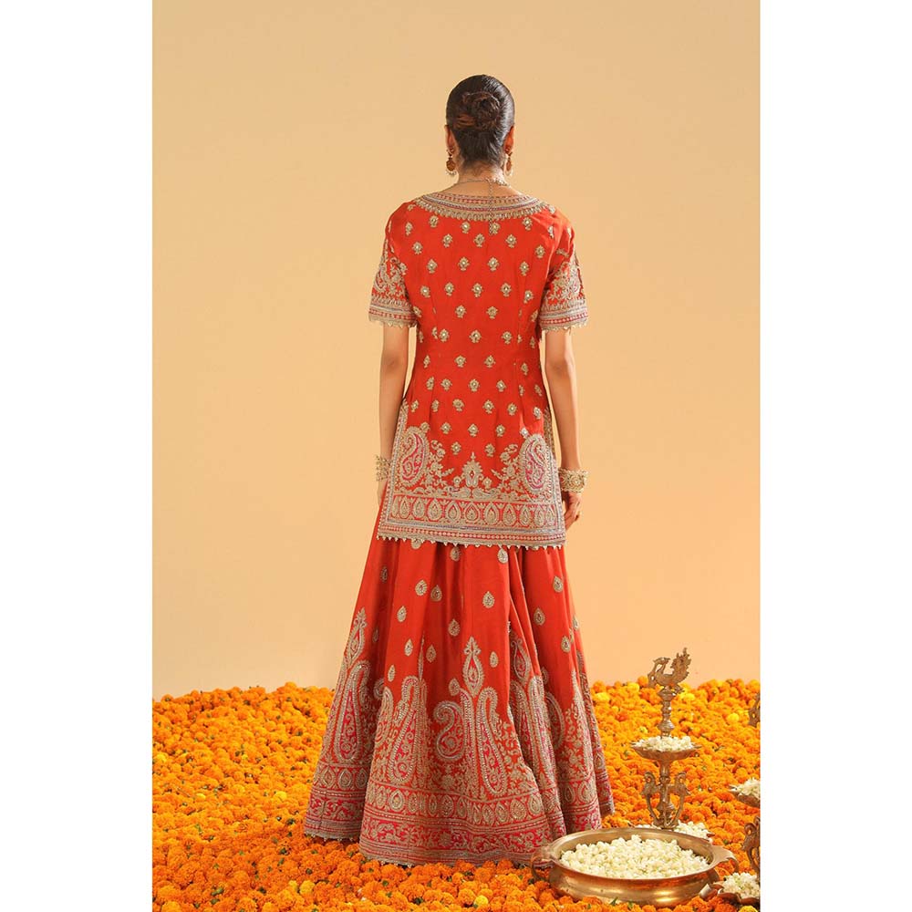 Sheetal Batra Rust Kurti with Sharara and Dupatta (Set of 3)