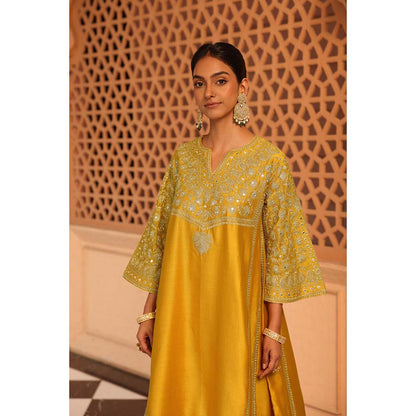 Sheetal Batra Mustard Aiman Chauga Kurta with Salwar and Dupatta (Set of 3)