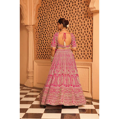 Sheetal Batra Inaya Hot Pink Lehenga with Blouse and Dupatta (Set of 3)