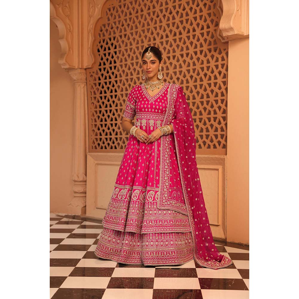Sheetal Batra Naila Hot Pink Anarkali with Lehenga and Dupatta (Set of 3)