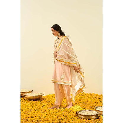 Sheetal Batra Pink Short Kurta with Salwar and Dupatta (Set of 3)