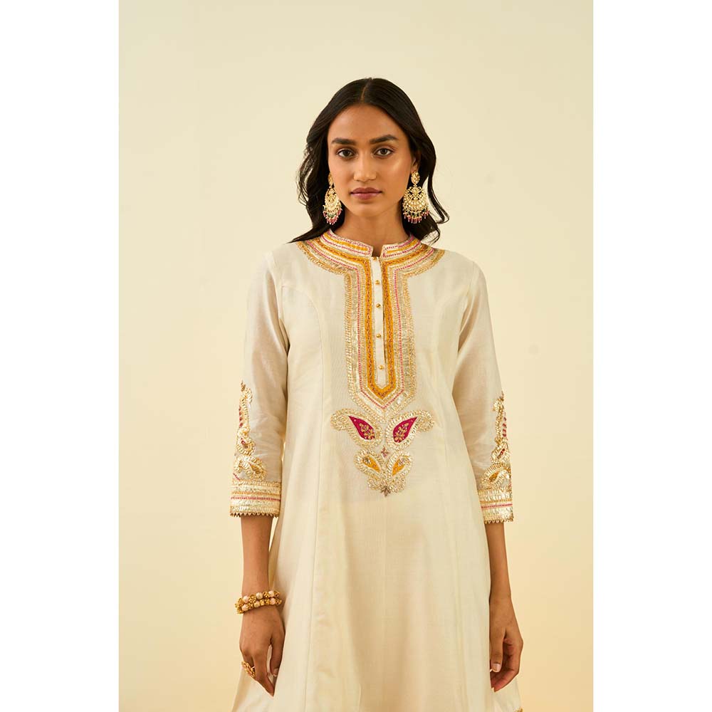 Sheetal Batra Ivory Short Kurta with Salwar and Dupatta (Set of 3)