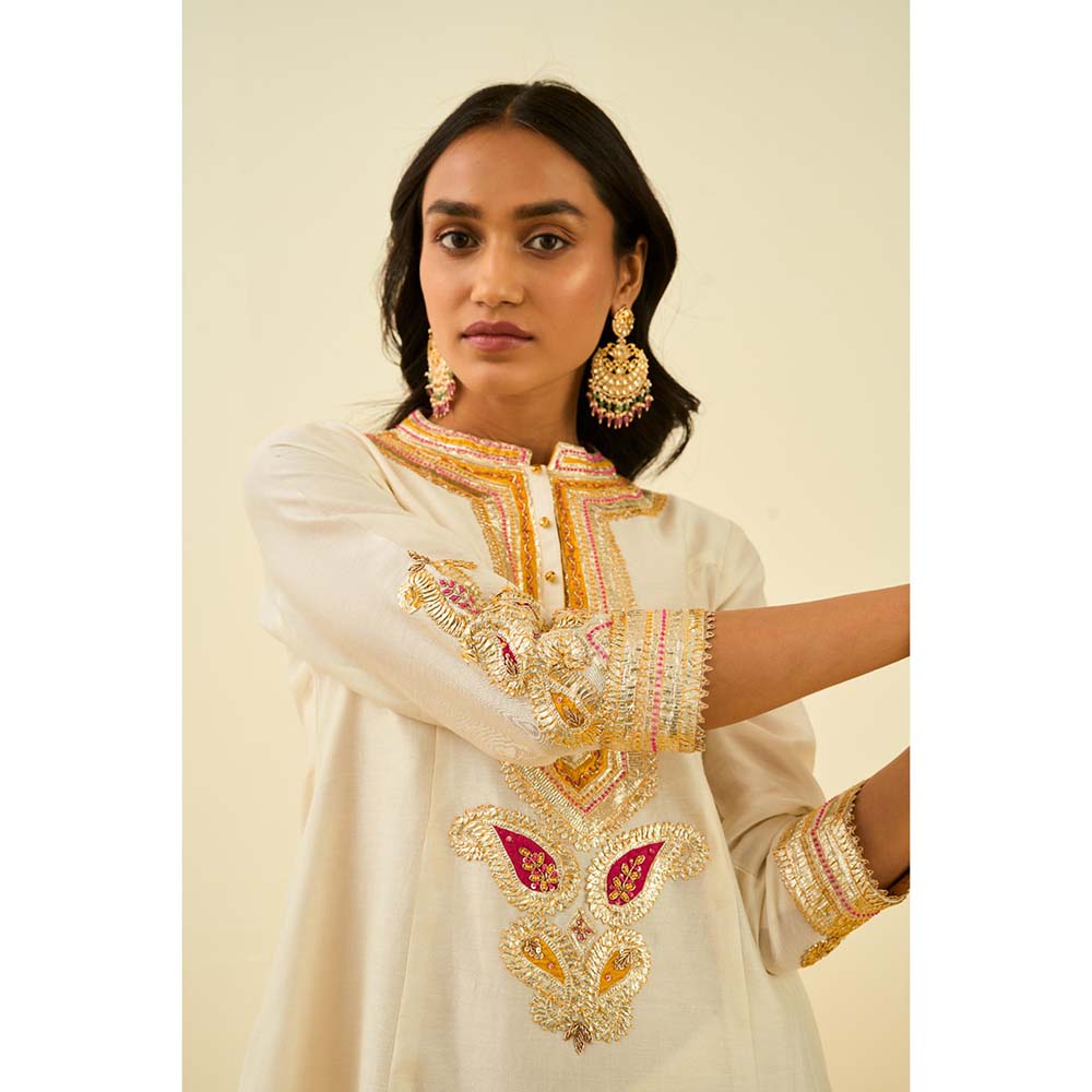 Sheetal Batra Ivory Short Kurta with Salwar and Dupatta (Set of 3)