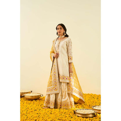 Sheetal Batra Ivory Kurta with Sharara and Dupatta (Set of 3)