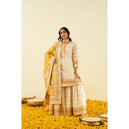 Sheetal Batra Ivory Kurta with Sharara and Dupatta (Set of 3)