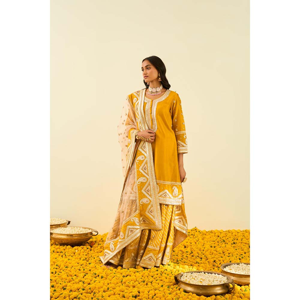 Sheetal Batra Mustard Kurta with Sharara and Dupatta (Set of 3)