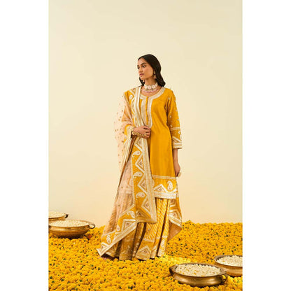 Sheetal Batra Mustard Kurta with Sharara and Dupatta (Set of 3)