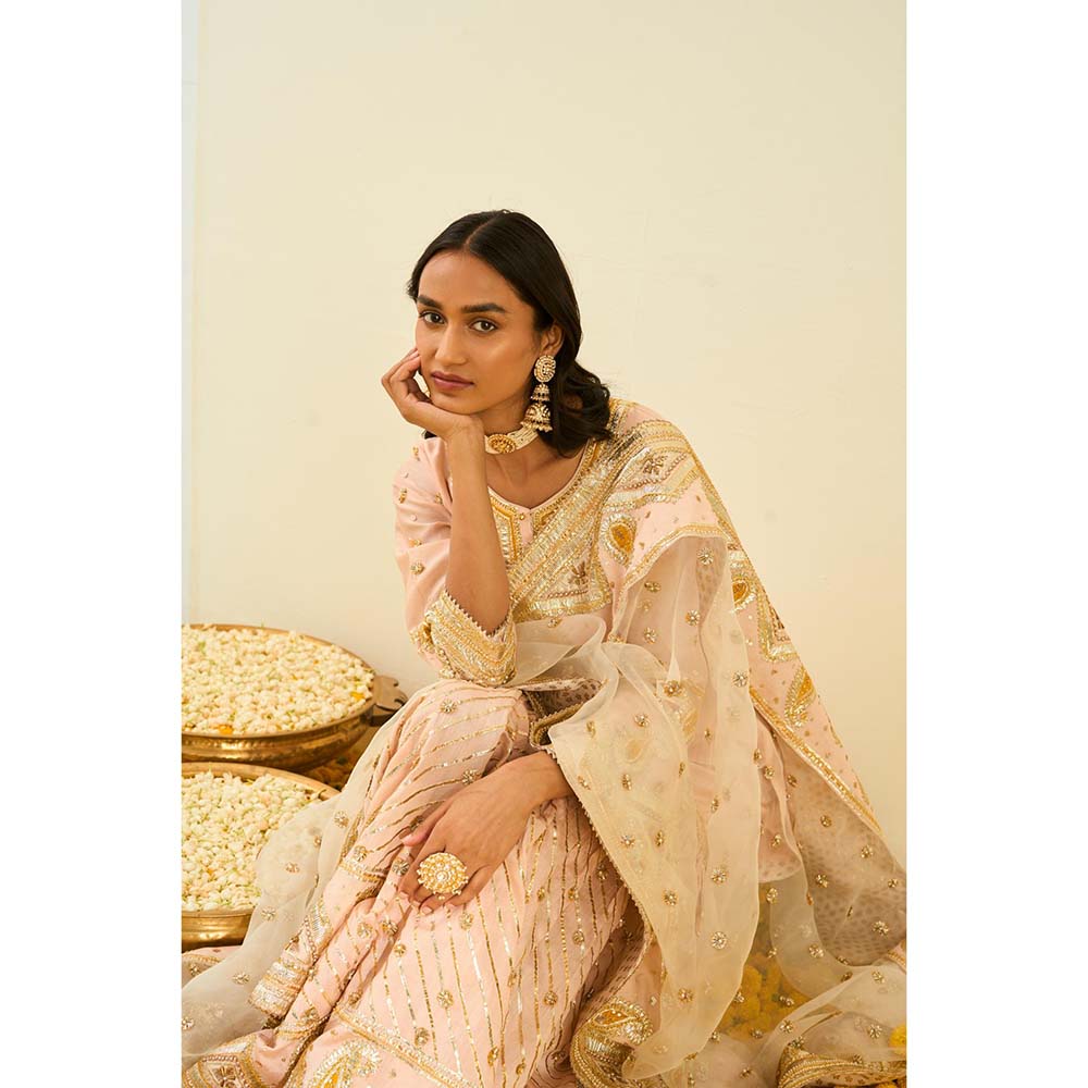 Sheetal Batra Pink Kurta with Sharara and Dupatta (Set of 3)