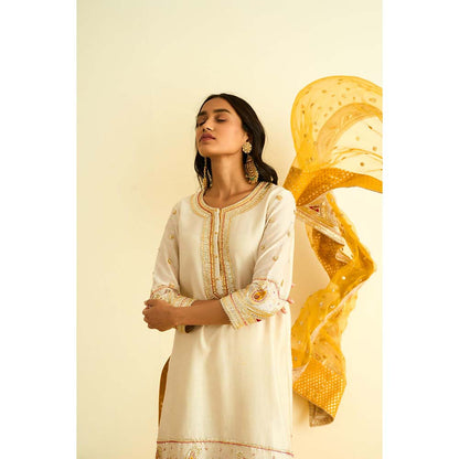 Sheetal Batra Ivory Kurta with Sharara and Dupatta (Set of 3)