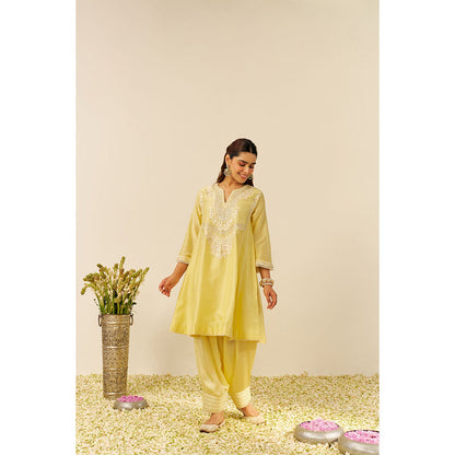 Sheetal Batra Yellow Aiza Short Kurta with Salwar and Dupatta (Set of 3)