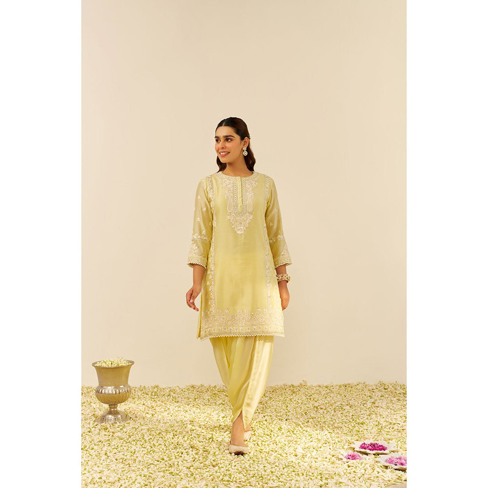Sheetal Batra Yellow Zaisha Short Kurta with Dhoti and Dupatta (Set of 3)