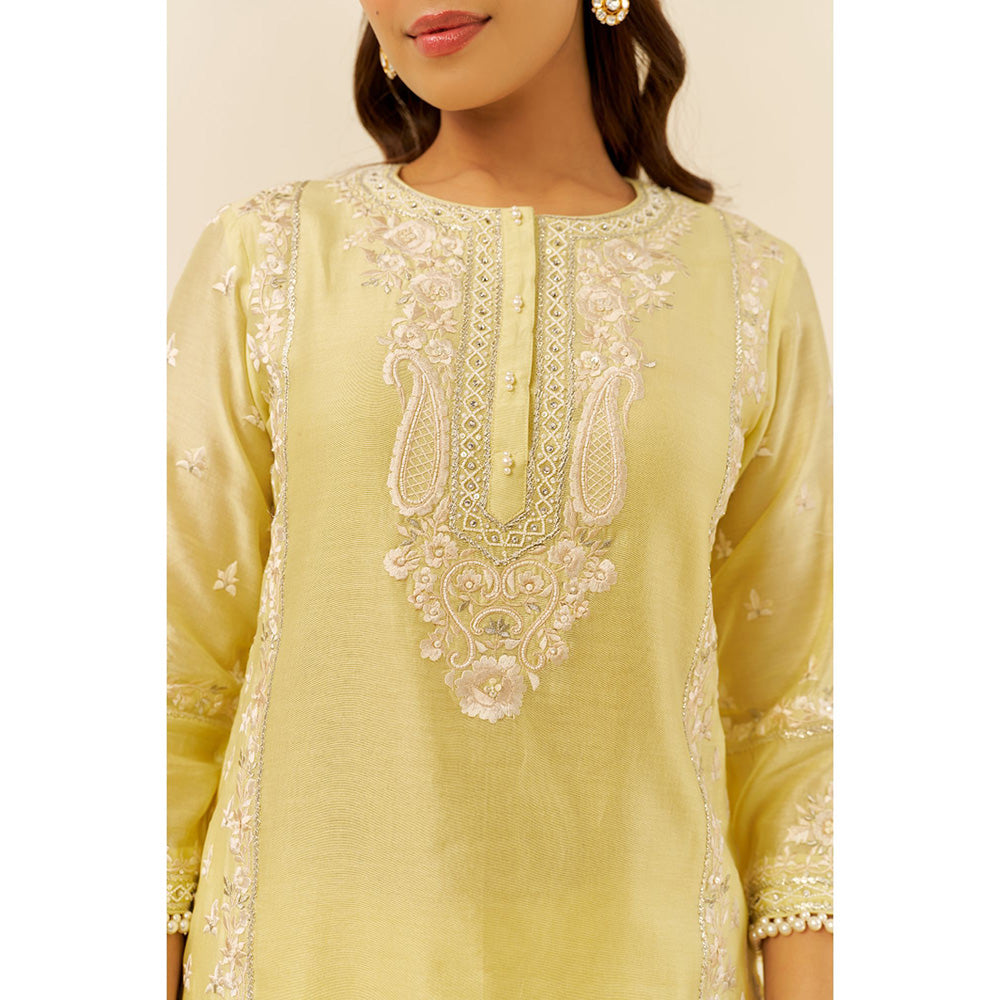 Sheetal Batra Yellow Zaisha Short Kurta with Dhoti and Dupatta (Set of 3)