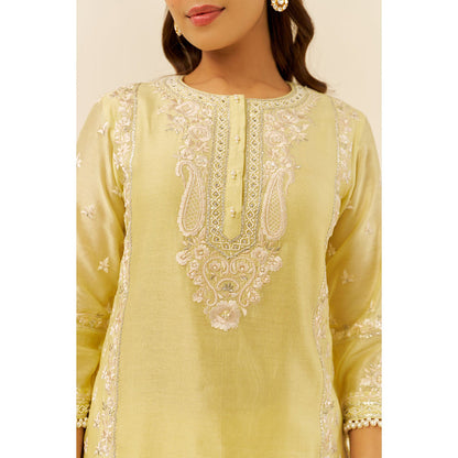 Sheetal Batra Yellow Zaisha Short Kurta with Dhoti and Dupatta (Set of 3)