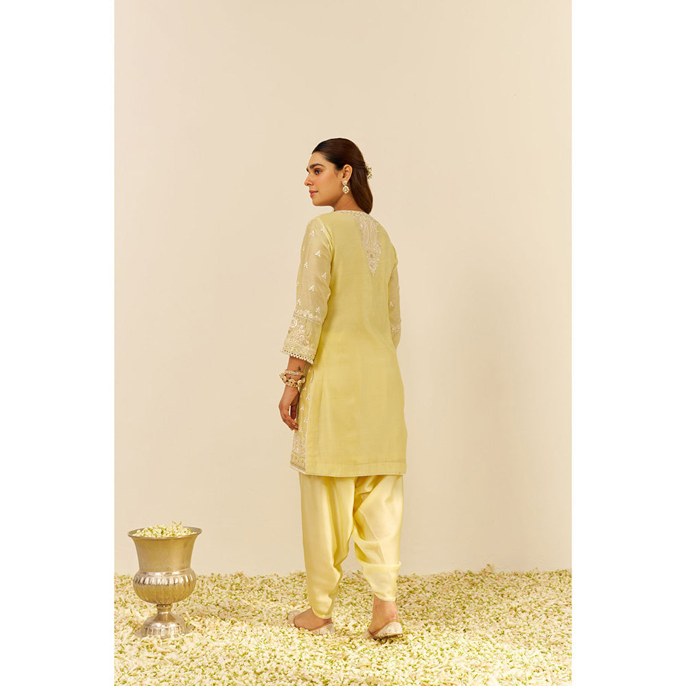 Sheetal Batra Yellow Zaisha Short Kurta with Dhoti and Dupatta (Set of 3)