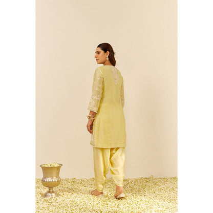 Sheetal Batra Yellow Zaisha Short Kurta with Dhoti and Dupatta (Set of 3)