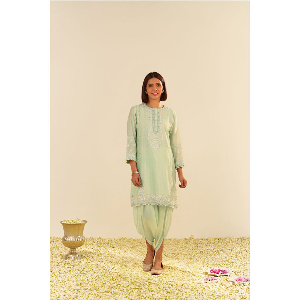 Sheetal Batra Green Zahra Short Kurta with Dhoti (Set of 2)