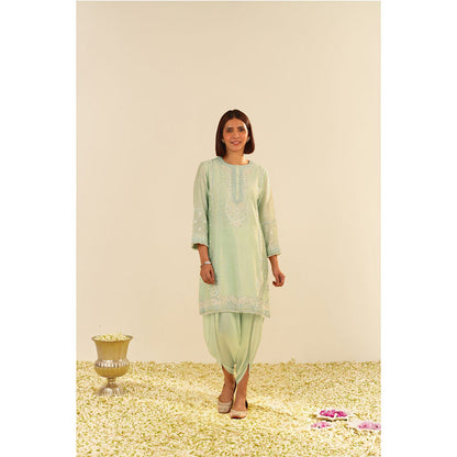 Sheetal Batra Green Zahra Short Kurta with Dhoti (Set of 2)