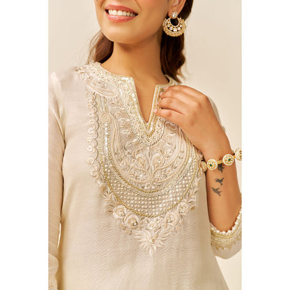 Sheetal Batra Ivory Sara Short Kurta with Salwar and Dupatta (Set of 3)