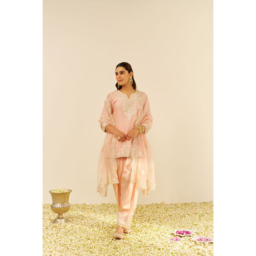 Sheetal Batra Pink Haniya Short Kurta with Salwar and Dupatta (Set of 3)