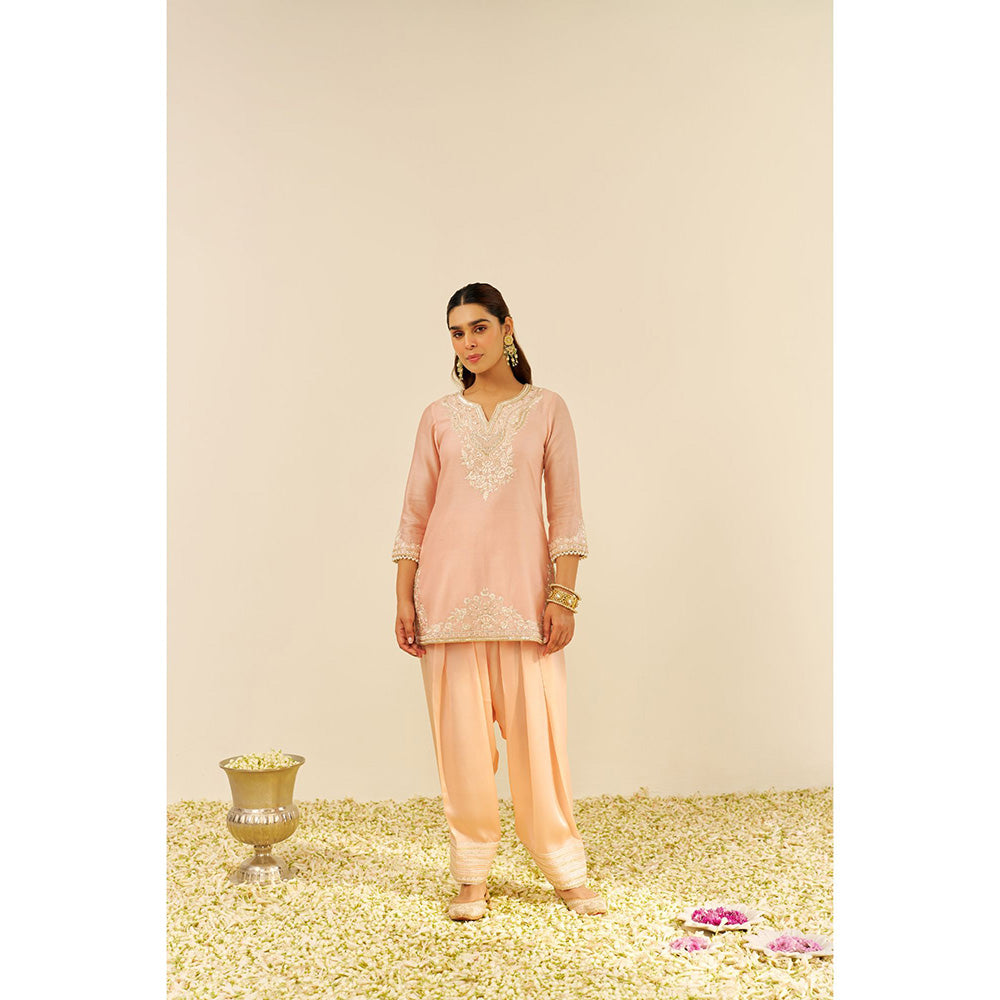 Sheetal Batra Pink Haniya Short Kurta with Salwar and Dupatta (Set of 3)