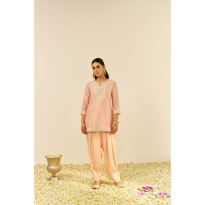 Sheetal Batra Pink Haniya Short Kurta with Salwar and Dupatta (Set of 3)
