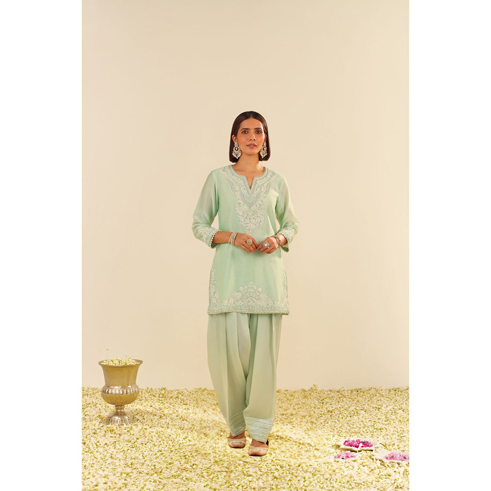 Sheetal Batra Green Haniya Short Kurta with Salwar and Dupatta (Set of 3)