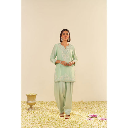 Sheetal Batra Green Haniya Short Kurta with Salwar and Dupatta (Set of 3)