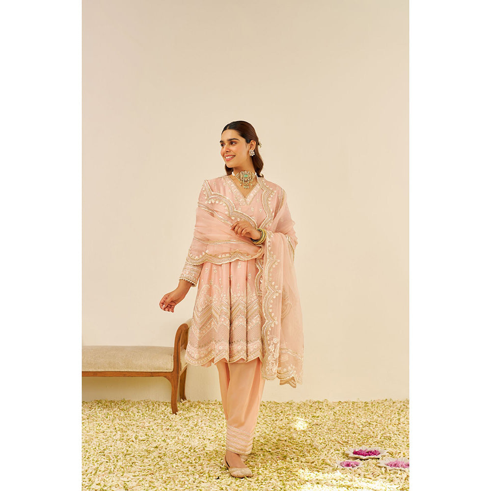 Sheetal Batra Pink Meeram Short Kurta with Salwar and Dupatta (Set of 3)