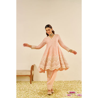 Sheetal Batra Pink Meeram Short Kurta with Salwar and Dupatta (Set of 3)