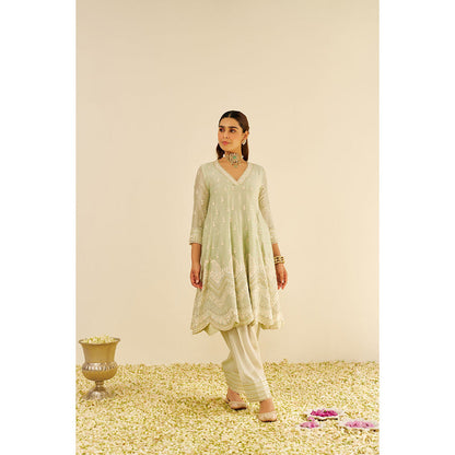 Sheetal Batra Green Meeram Short Kurta with Salwar and Dupatta (Set of 3)