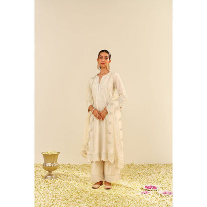 Sheetal Batra Ivory Sumaiya A-Line Kurta with Palazzo and Dupatta (Set of 3)