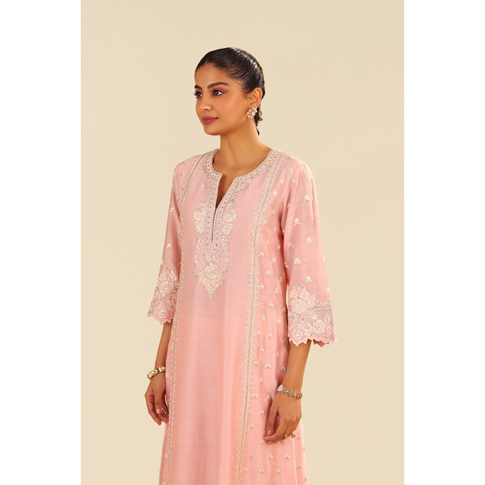 Sheetal Batra Pink Sumaiya A-Line Kurta with Palazzo and Dupatta (Set of 3)