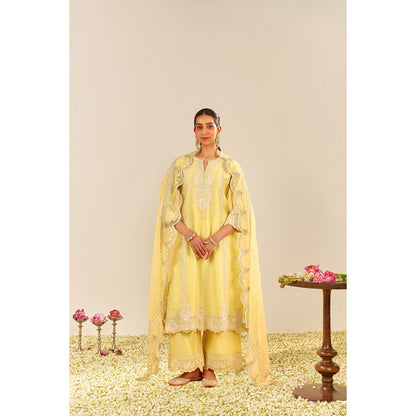 Sheetal Batra Yellow Sumaiya A-Line Kurta with Palazzo and Dupatta (Set of 3)