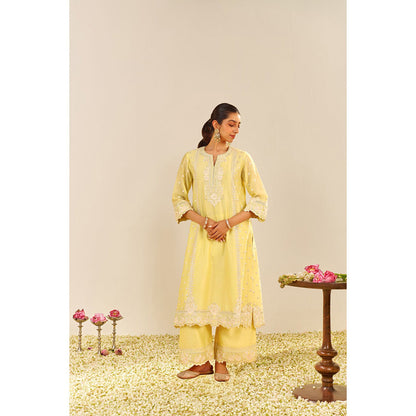 Sheetal Batra Yellow Sumaiya A-Line Kurta with Palazzo and Dupatta (Set of 3)